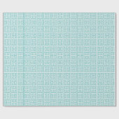 Bleek blauw en witte Griekse sleutel Cadeaupapier (Vlak)