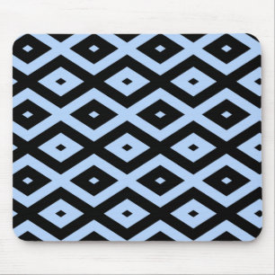 Bleek blauw en zwart diamantpatroon muismat