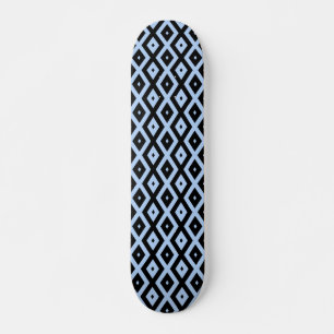 Bleek blauw en zwart diamantpatroon skateboard