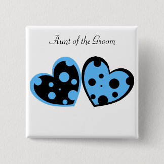 Bleek blauw en zwart hart Button