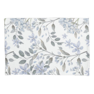 Bleek Blauw Floral Standaard Pillowcase Kussensloop
