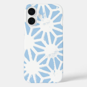 Bleek blauw geometrisch patroon iPhone 16 hoesje