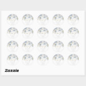 bleek blauw rozen bruiloft dank u ronde sticker (Vel)