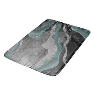 Bleek Blauwgroen grijs marmer agate Silver Glitter Badmat