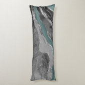 Bleek Blauwgroen grijs marmer agate Silver Glitter Lichaamskussen (Achterkant (Verticaal))