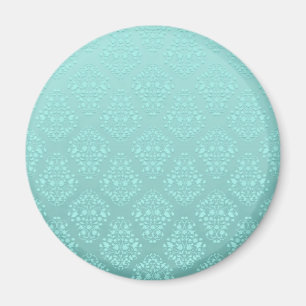 Bleek Blauwgroen Turquoise Damast Pattern Magneet