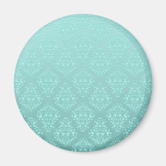 Bleek Blauwgroen Turquoise Damast Pattern Magneet (Voorkant)