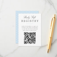 Bleek Blue Elegant Baby Gift Registry met QR code