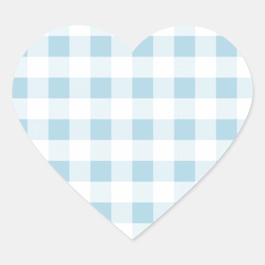 Bleek Blue Gingham Hart Sticker (Voorkant)