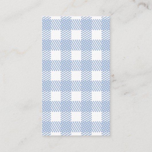Bleek Blue Gingham Pset Baby shower Book Request Informatiekaartje (Achterkant)