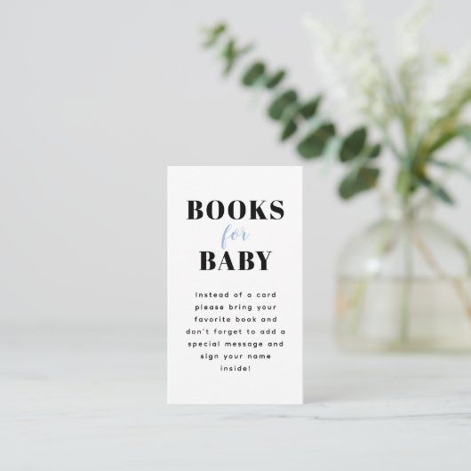 Bleek Blue Gingham Pset Baby shower Book Request Informatiekaartje (Staand voorkant)