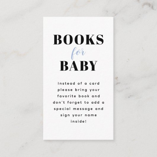 Bleek Blue Gingham Pset Baby shower Book Request Informatiekaartje (Voorkant)