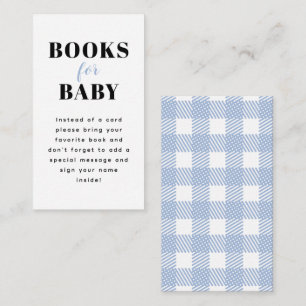Bleek Blue Gingham Pset Baby shower Book Request Informatiekaartje