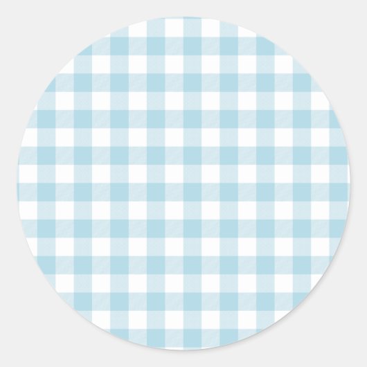 Bleek Blue Gingham Ronde Sticker (Voorkant)