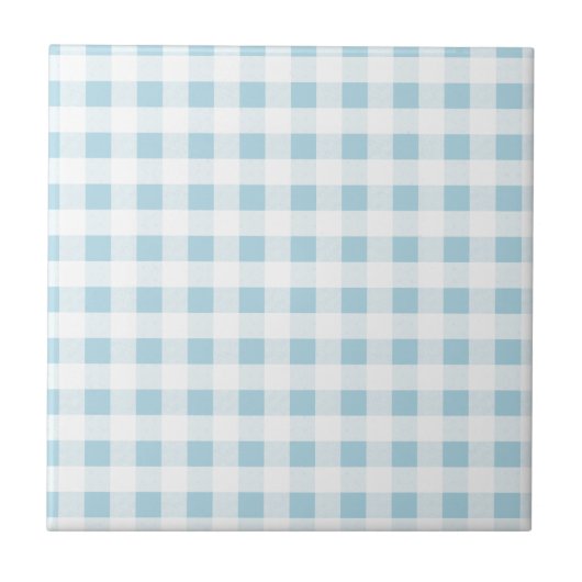 Bleek Blue Gingham Tegeltje (Voorkant)