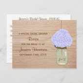 Bleek Blue Hydrangea en Mason Jar Vrijgezellenfees Uitnodiging Briefkaart (Voorkant / Achterkant)