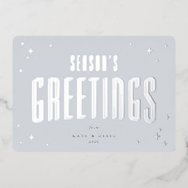 Bleek Blue Season's Greetings Retro Stars Flat Folie Feestdagenkaart