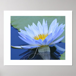 Bleek Blue Water Lily Persoonlijke Folie Naam Foli Afdrukken