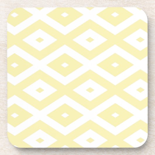 Bleek geel en wit diamantpatroon bier onderzetter (Voorkant)