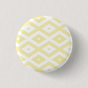 Bleek geel en wit diamantpatroon ronde button 3,2 cm