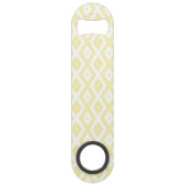 Bleek geel en wit diamantpatroon speed flessenopener (Achterkant)