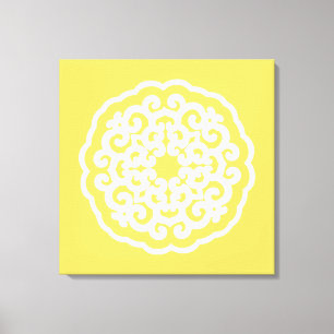 Bleek-gele Aziatische Moods Mandalla Canvas Afdruk