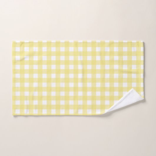 Bleek gele en witte gingham bad handdoek (Handdoek)