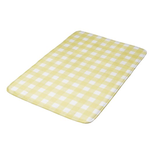 Bleek gele en witte gingham badmat (Gekanteld)