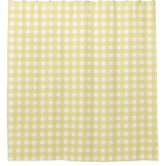 Bleek gele en witte gingham douchegordijn (Voorkant)