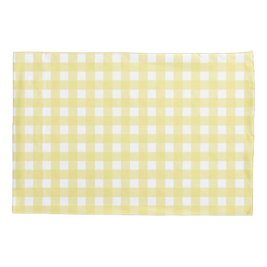 Bleek gele en witte gingham kussensloop (Achterkant)