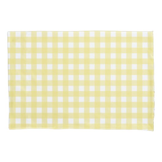 Bleek gele en witte gingham kussensloop (Voorkant)