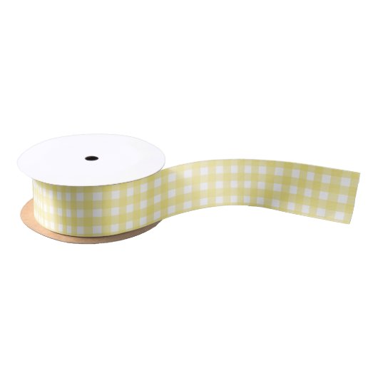 Bleek gele en witte gingham lint (Spoel)