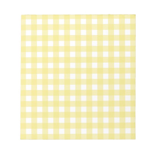 Bleek gele en witte gingham notitieblok (Voorkant)