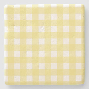 Bleek gele en witte gingham stenen onderzetter