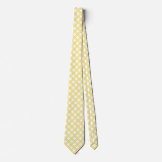 Bleek gele en witte gingham stropdas (Voorkant)