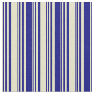 Bleek Goldenrode en Blauwe Lijnen/Stripes Patroon Stof