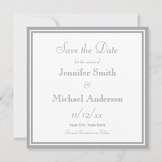 Bleek Grey Save the Date Wedding (Voorkant)