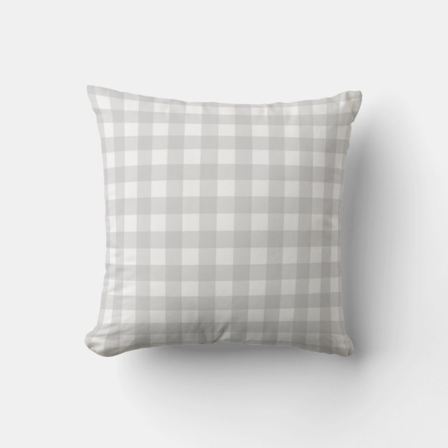 Bleek grijs Basic Gingham Checkered Pattern Kussen (Voorkant)