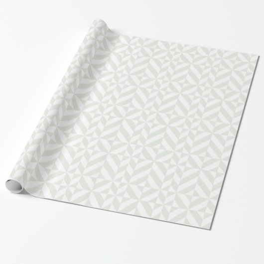 Bleek grijs geometrisch decoderpatroon cadeaupapier (Uitgerold)
