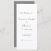 Bleek grijs huwelijksprogramma programma (Voorkant / Achterkant)