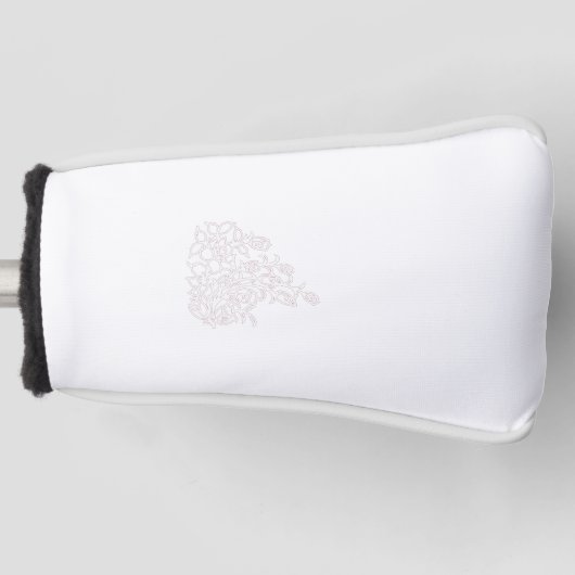 Bleek grijs, melkwit, bloemontwerp golfheadcover (Voorkant)