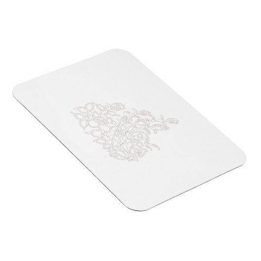 Bleek grijs, melkwit, bloemontwerp magneet (Rechterzijde)