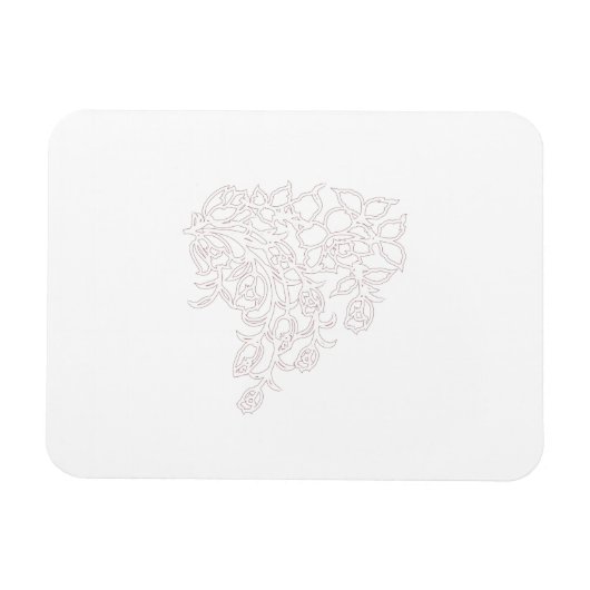 Bleek grijs, melkwit, bloemontwerp magneet (Horizontaal)