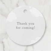 Bleek grijs Twinkle Little Star Baby shower Verjaa Bedankjes Labels (Achterkant)