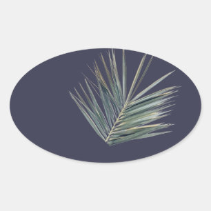 Bleek groen blad ovale sticker