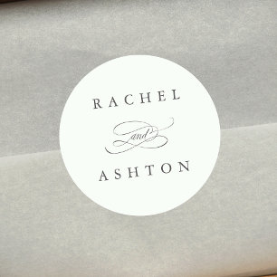 Bleek Groen Eenvoudig Elegant Wedding Ronde Sticker