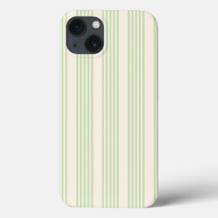 Bleek groen en beige vijf strepenpatroon iPhone 13 hoesje