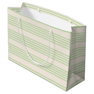 Bleek groen en beige vijf strepenpatroon groot cadeauzakje
