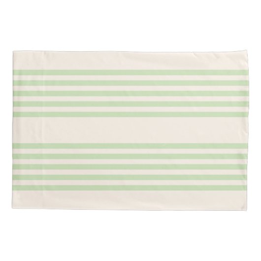 Bleek groen en beige vijf strepenpatroon kussensloop (Achterkant)