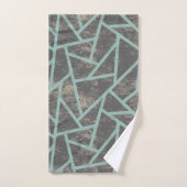 Bleek groen en grijs mozaïekpatroon bad handdoek (Handdoek)